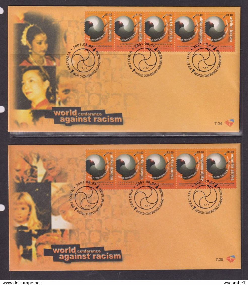 SOUTH AFRICA - 2001 World Against Racism  FDC X 2 - Covers & Documents