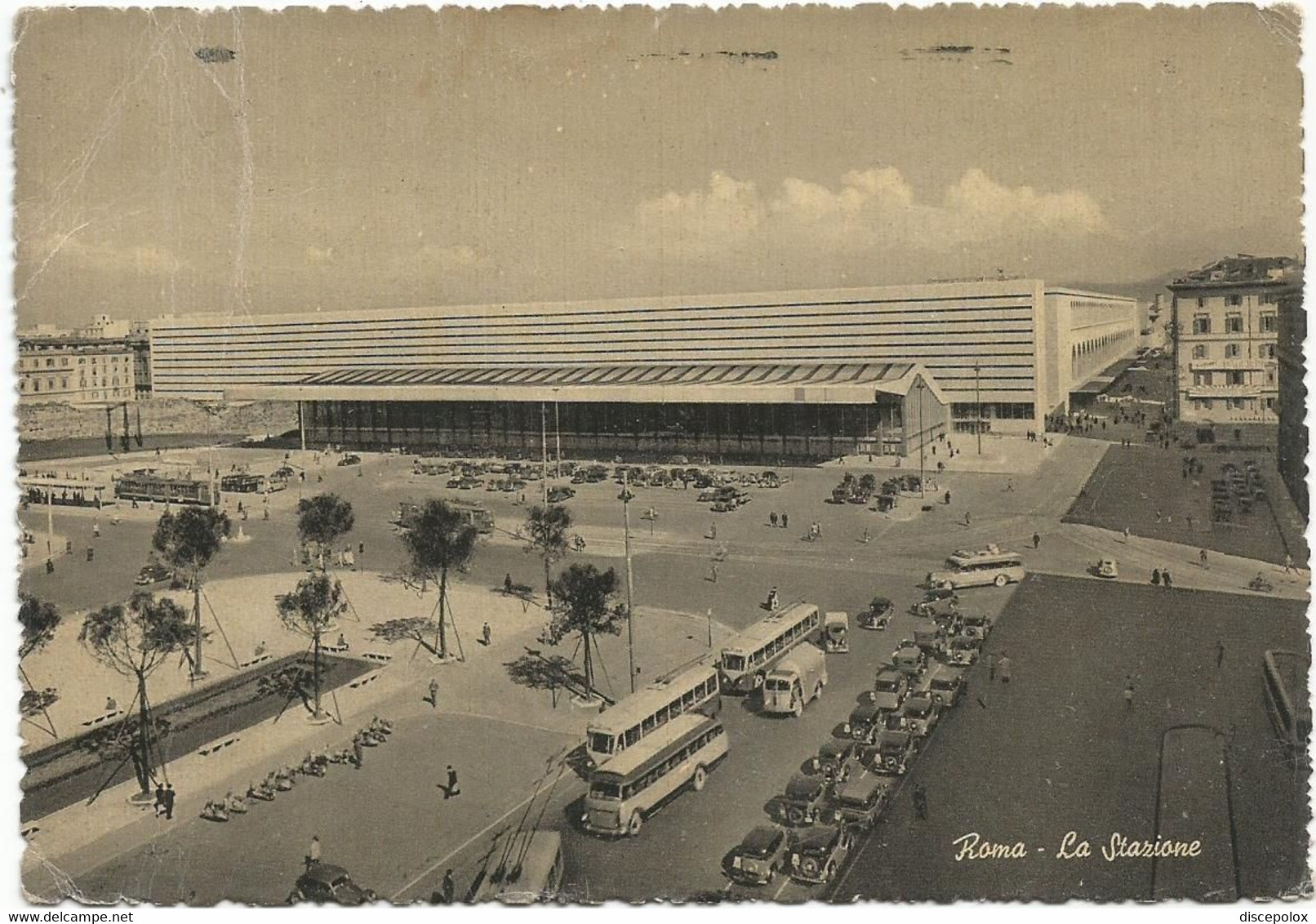 AB5544 Roma - Stazione Termini - Auto Cars Voitures Bus Autobus / Viaggiata 1951 - Stazione Termini