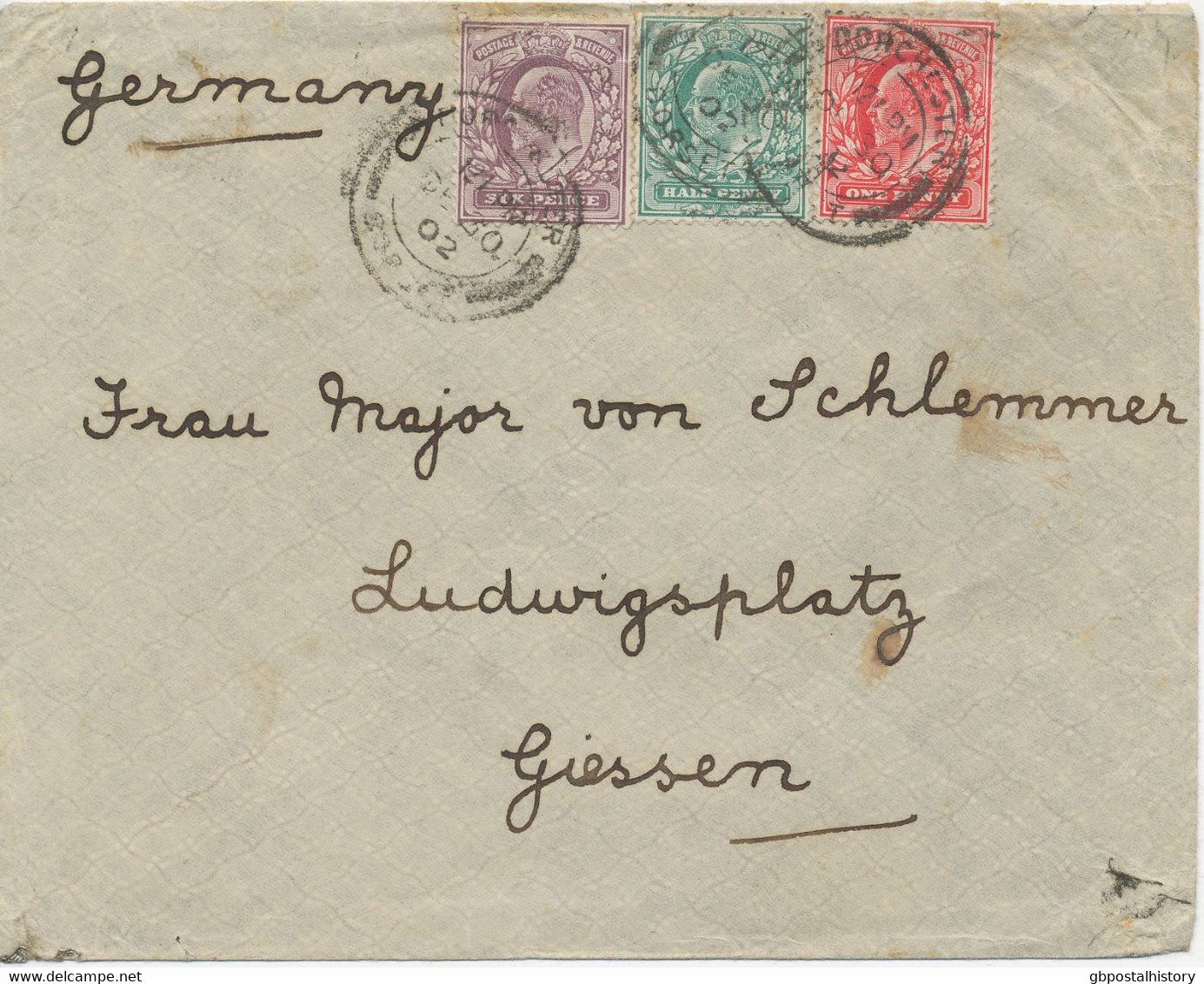 GB 1902, King EVII 1/2d, 1d, And 6d As Extremely Rare Three-color Mixed Franking (rarely 3rd Weight Class!!) On VF Cvr - Brieven En Documenten