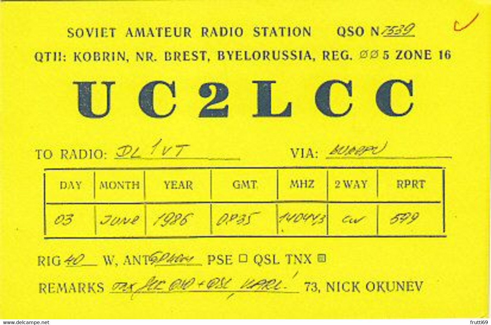 AK 059581  QSL - Byelorussia - Brest - Radio