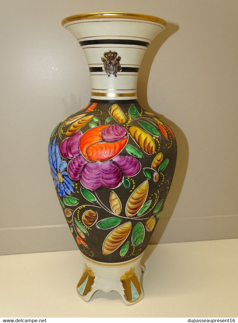 *GRAND VASE CERAMIQUE D'ART HB QUAREGNON BEQUET VINTAGE PEINT MAIN COLLECTION  E - Béquet (BEL)