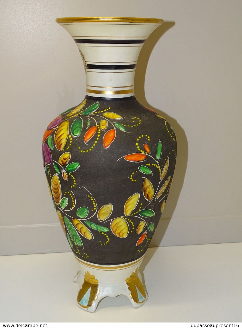 *GRAND VASE CERAMIQUE D'ART HB QUAREGNON BEQUET VINTAGE PEINT MAIN COLLECTION  E - Béquet (BEL)