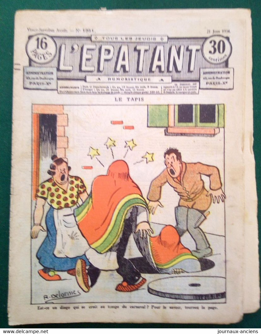 1934 Journal L'ÉPATANT - LES AVENTURES DES PIEDS-NICKELÉS - LE TAPIS - R. DELORMES - TAMBOUILLE RACLURE ET POLOMARD - Pieds Nickelés, Les