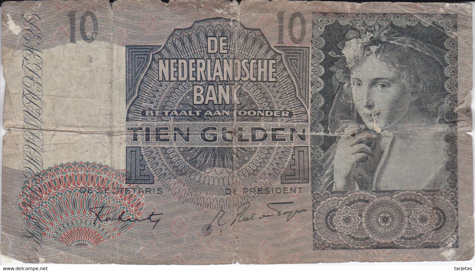 BILLETE DE HOLANDA DE 10 GULDEN DEL AÑO 1942  (BANKNOTE) - 10 Gulden