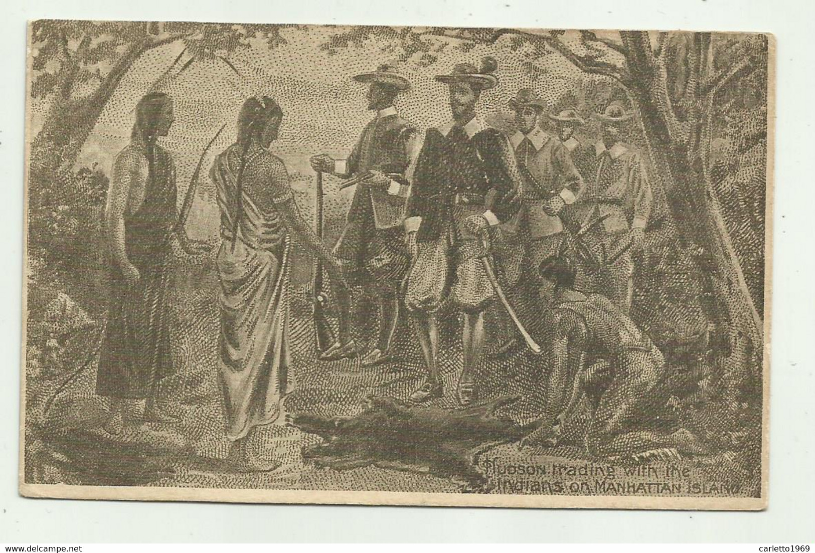 HUDSON TRADING WITH THE INDIANS ON MANHATTAN ISLANDS - NV FP - America