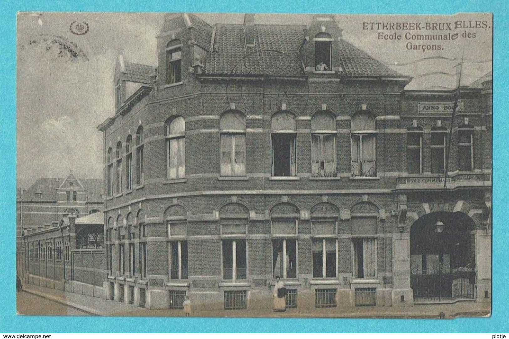 * Etterbeek (Brussel - Bruxelles) * (La Phototypie Belge Brux) école Communale Des Garçons, School, Façade, Old - Etterbeek