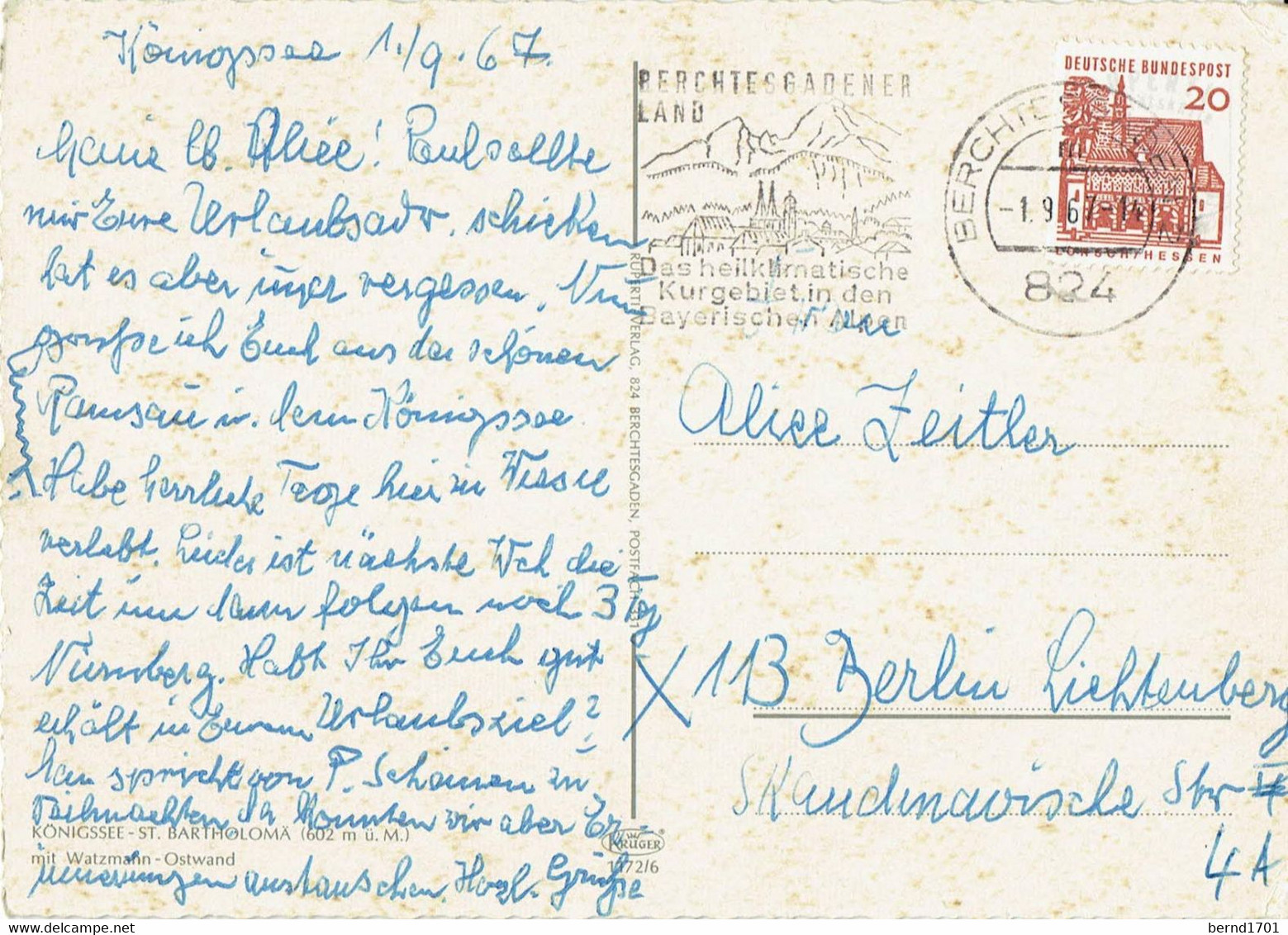 Germany / St. Bartholomä Am Königssee # Ansichtskarte Echt Gelaufen / View Card Used (X1384) - Hirschau