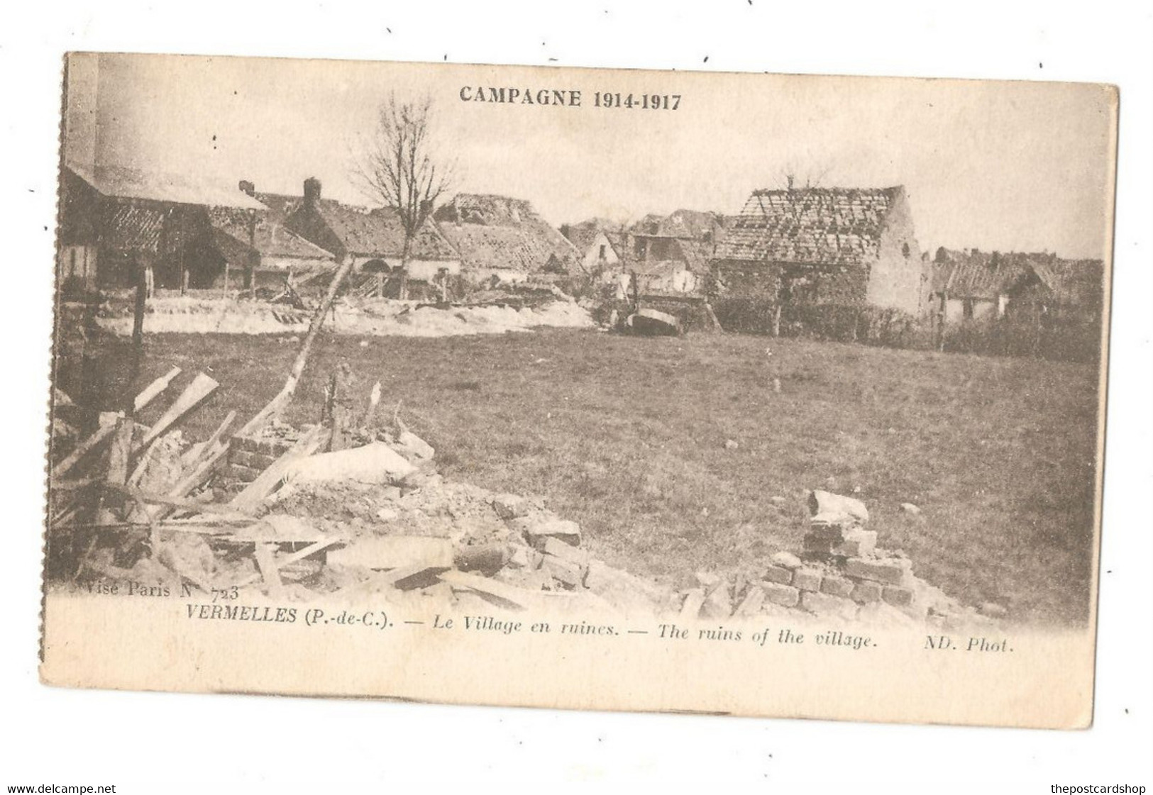 62 - Vermelles - Used 1919 Campagne 1914-1917 - Le Village En Ruines - Guerre 1914-18 - CPA - Voir Scans Recto-Verso - Autres & Non Classés