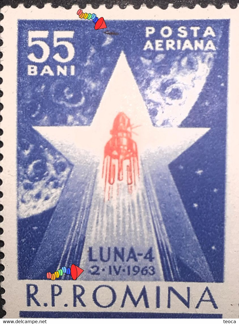 Stamps Errors Romania 1963 # Mi 2143 Printed In Full Circle Before The Number 2, Space Cosmos  Luna 4 - Variedades Y Curiosidades