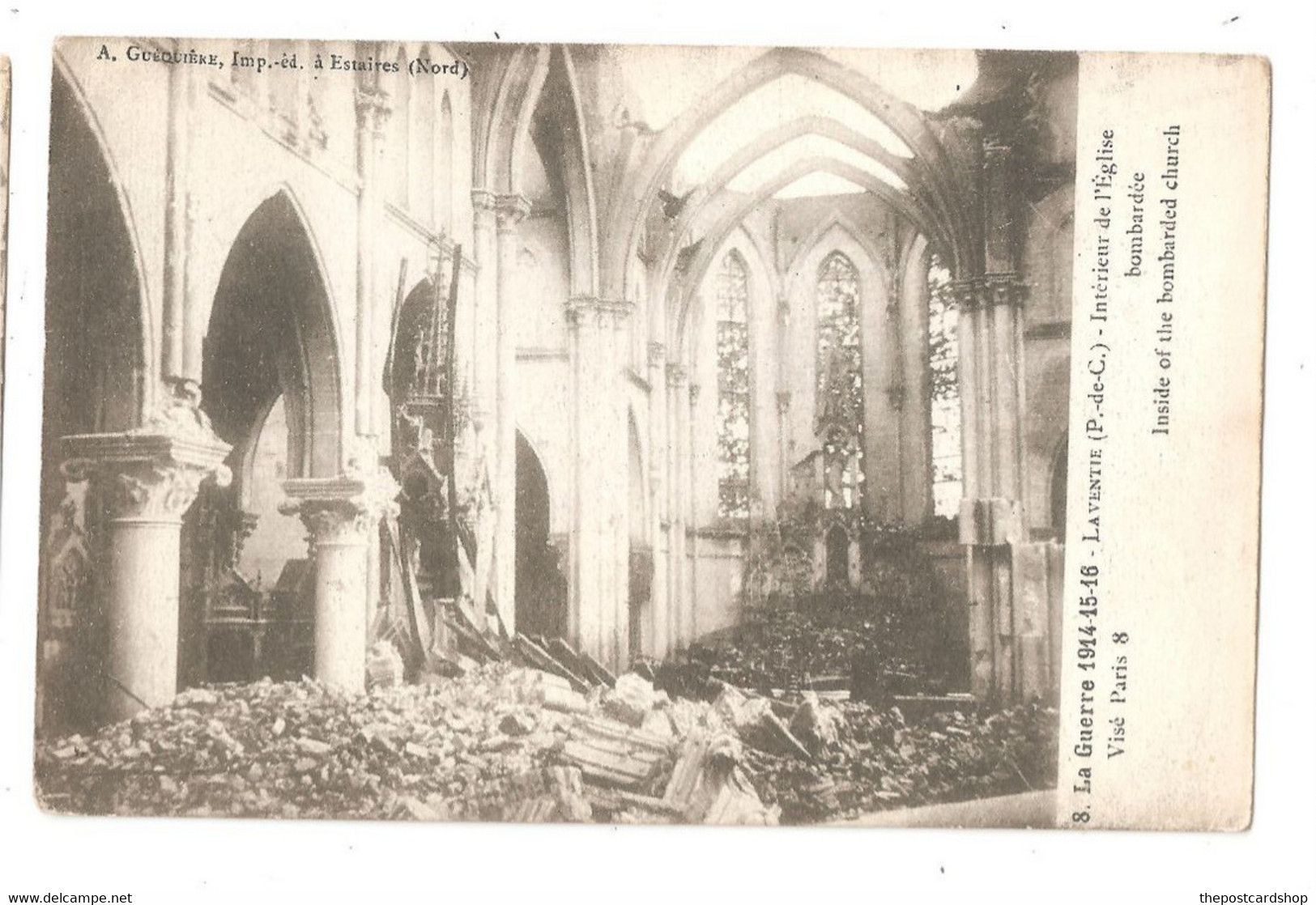 LAVENTIE Après La Guerre Intérieur De L' Eglise UNUSED - Laventie