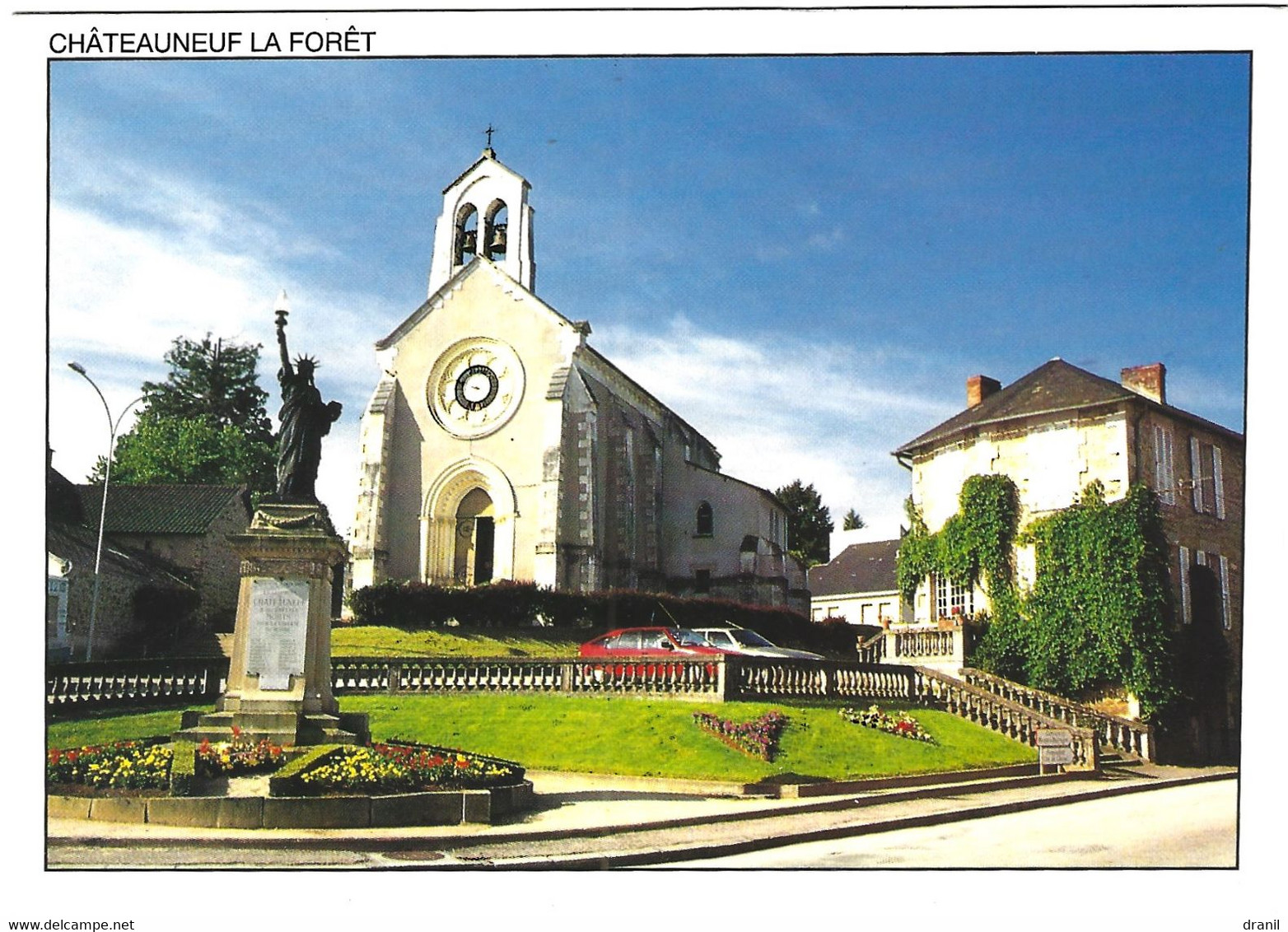 87 - Haute-Vienne - CHATEAU NEUF LA FORET - L'église Et La Statue De La Liberté - Chateauneuf La Foret
