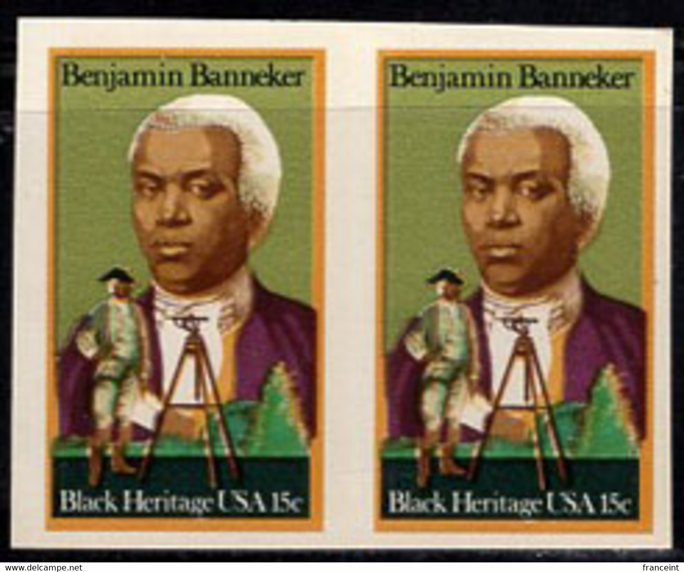 U.S.A.(1980) Benjamin Banneker. Traverse. Imperforate Pair. Scott No 1804, Yvert No 1273. - Errors, Freaks & Oddities (EFOs)