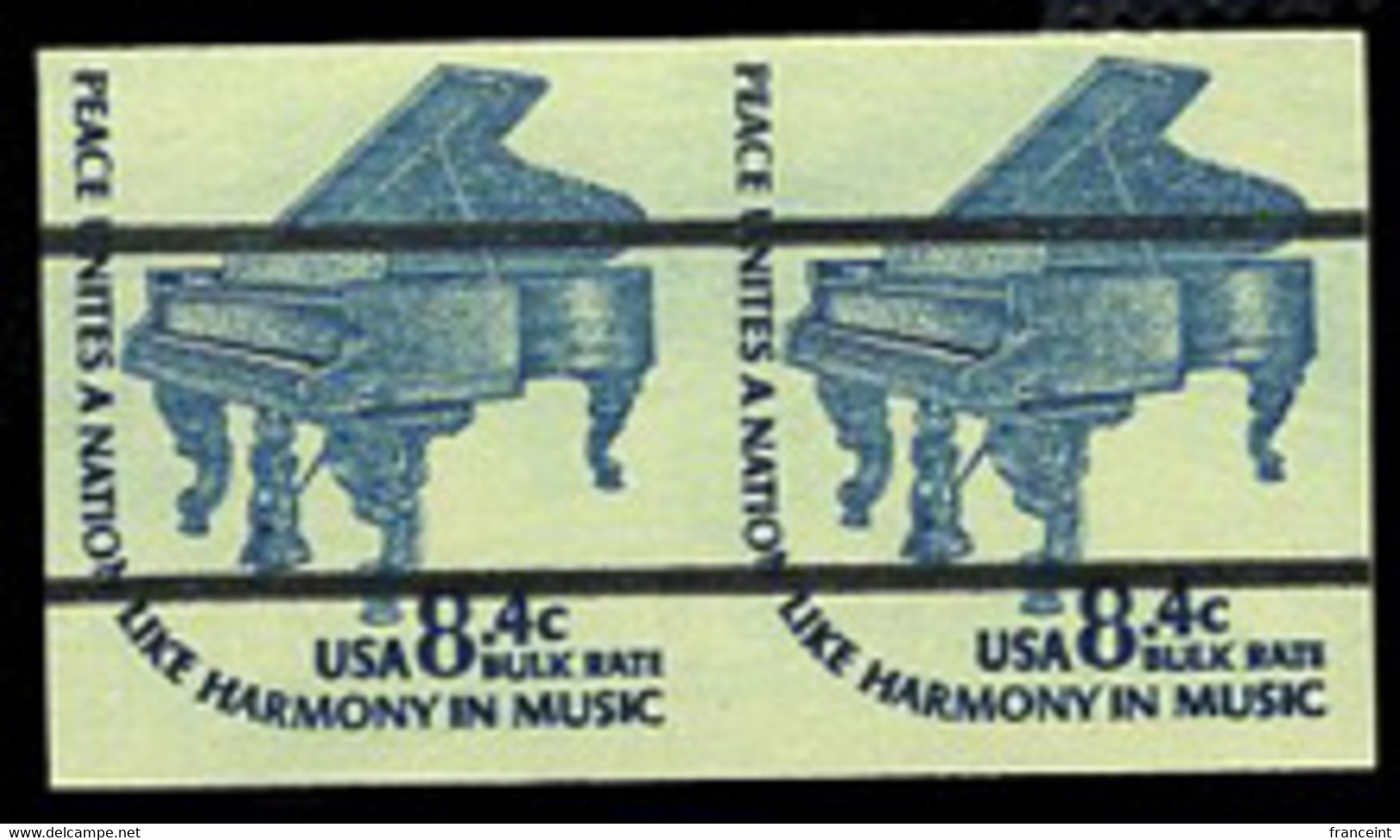 U.S.A.(1978) Piano. Imperforate Pair. Yvert No 1216 (Préoblitéré). Scott No 1615Cf. - Abarten & Kuriositäten