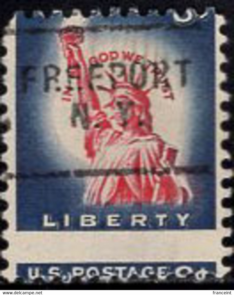 U.S.A.(1954d) Statue Of Liberty. Horizontal Misperforation Cutting Off The Top Of The Torch. Scott No 1042. Yvert No 582 - Errors, Freaks & Oddities (EFOs)