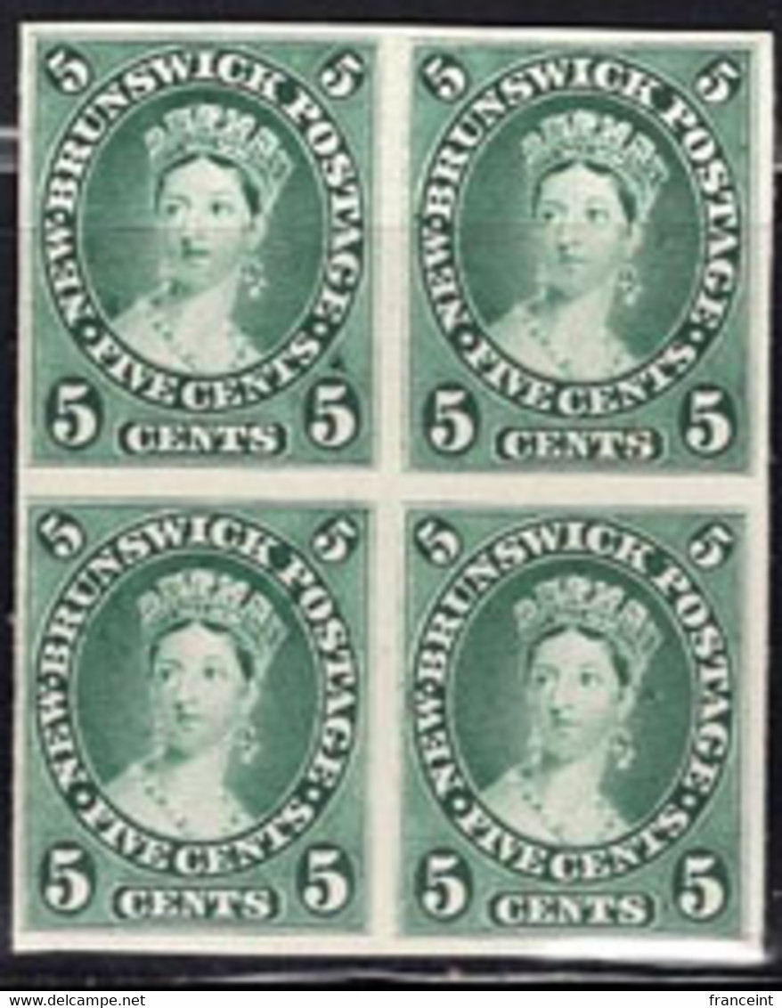 NEW BRUNSWICK(1860) Victoria. Proof Bl/4 On Card Stock. Scott No 08. - Autres & Non Classés