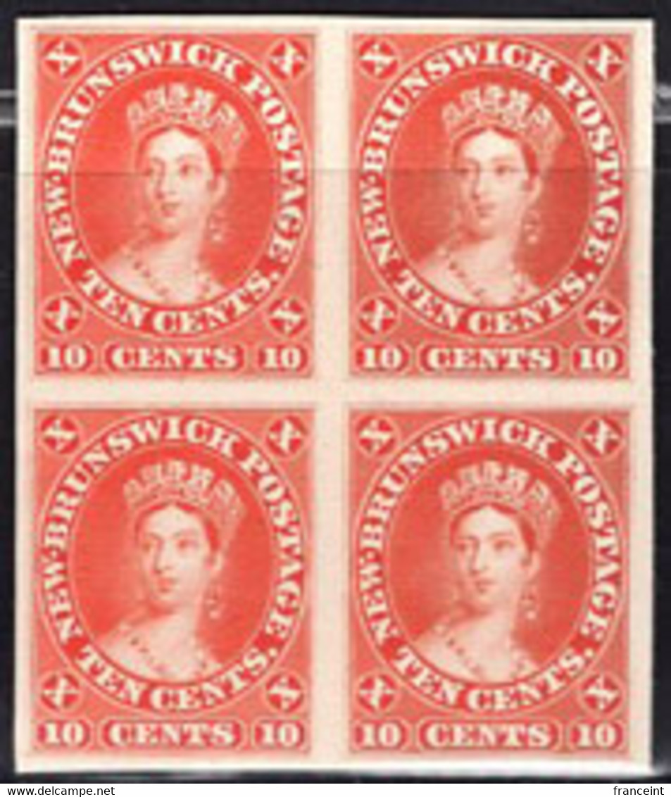 NEW BRUNSWICK(1860) Victoria. Proof Bl/4 On Card Stock. Scott No 09. - Other & Unclassified