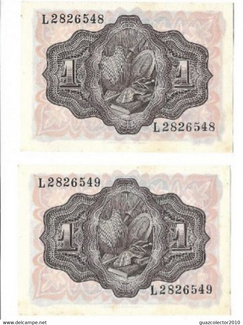 ESPAÑA: PAREJA CORRELATIVA 1 PESETA QUIJOTE. AÑO 1951. CON SERIE. EBC+. IDEAL. - 1-2 Pesetas