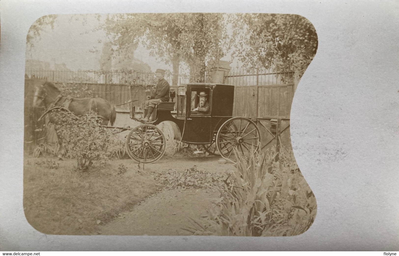 Automobile - Carte Photo - Beau Fiacre Cocher Attelage - Taxis & Cabs