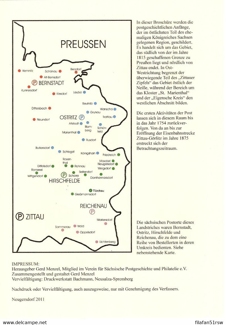 Die Anfänge Der Post Beiderseits Der Neiße, über Die Postorte Bernstadt, Ostritz, Hirschfelde Und Reichenau - Philatelie Und Postgeschichte