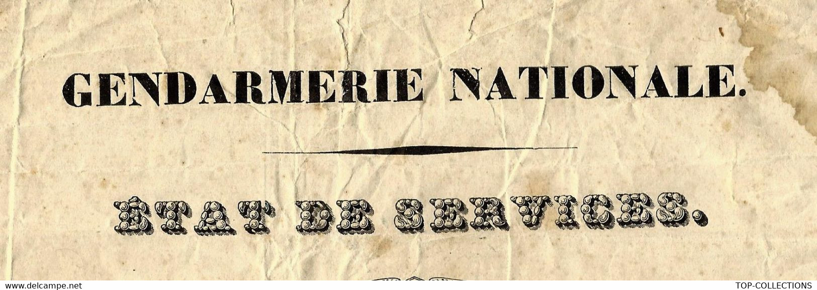 1850 GENDARMERIE NATIONALE ETAT DE SERVICES Jean Vollani SIGNATURES ET CACHETS ETAT COURANT - Documents Historiques