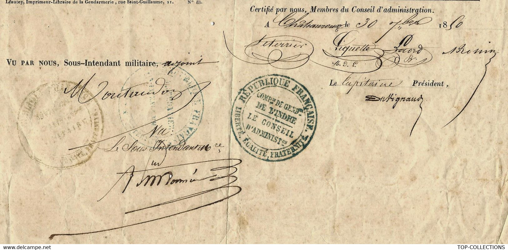 1850 GENDARMERIE NATIONALE ETAT DE SERVICES Jean Vollani SIGNATURES ET CACHETS ETAT COURANT - Historische Documenten