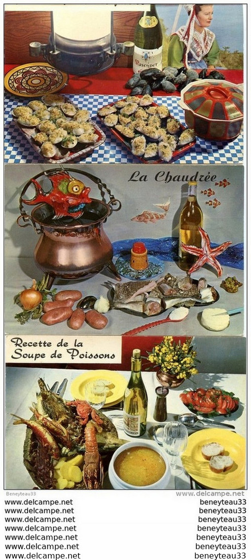 4 CP (Réf : F058) THÈME (RECETTES CUISINE) La Chaudrée - La Soupe Aux Moules - La Bouillabaisse - Confit D'oie - Recettes (cuisine)