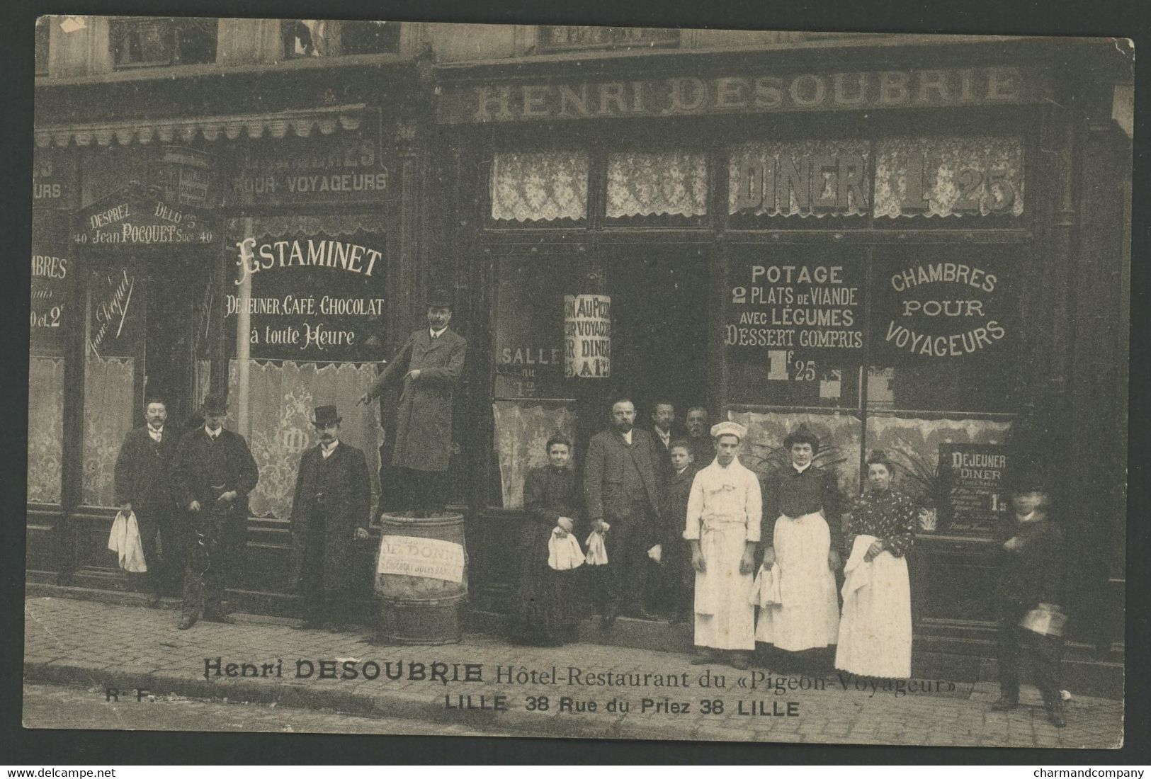 Rare ! Henri Desoubrie - Hôtel-Restaurant Au Pigeon-Voyageur - 38 Rue Du Priez Lille - Estaminet Desprez .. Animée ! - Lille