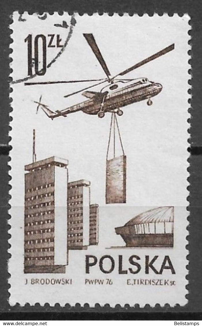 Poland 1976. Scott #C54 (U) Contemporary Aviation, Mi6 Transport Helicopter - Used Stamps