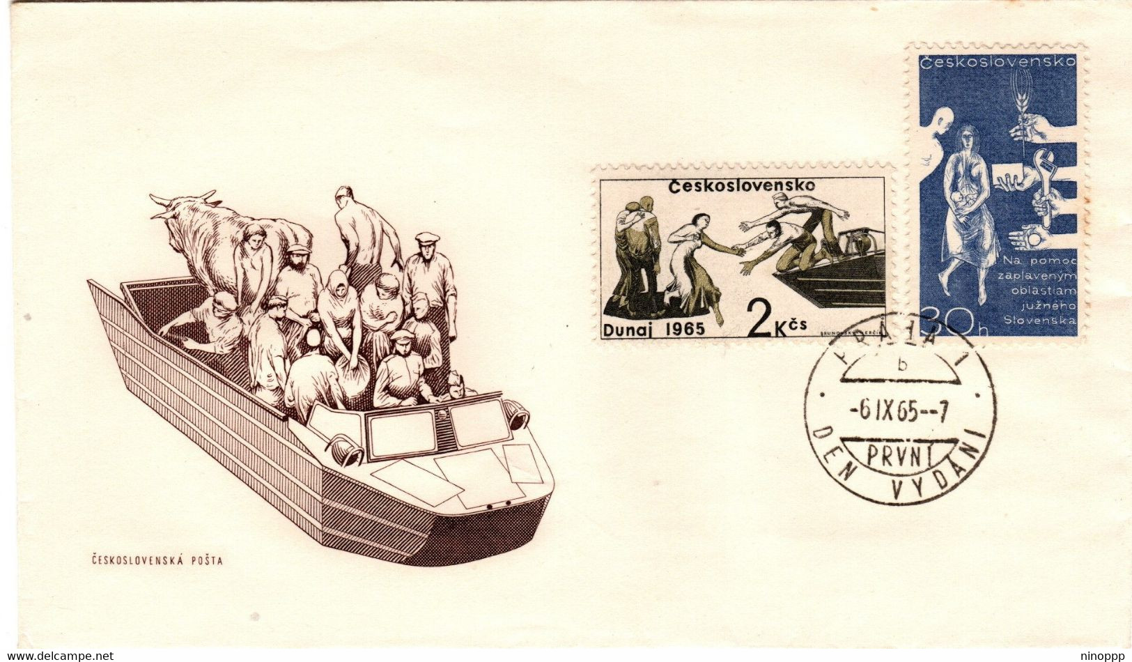 Czechoslovakia 1965 Help Danube Flood Victims In Slovakia, First Day Cover - FDC