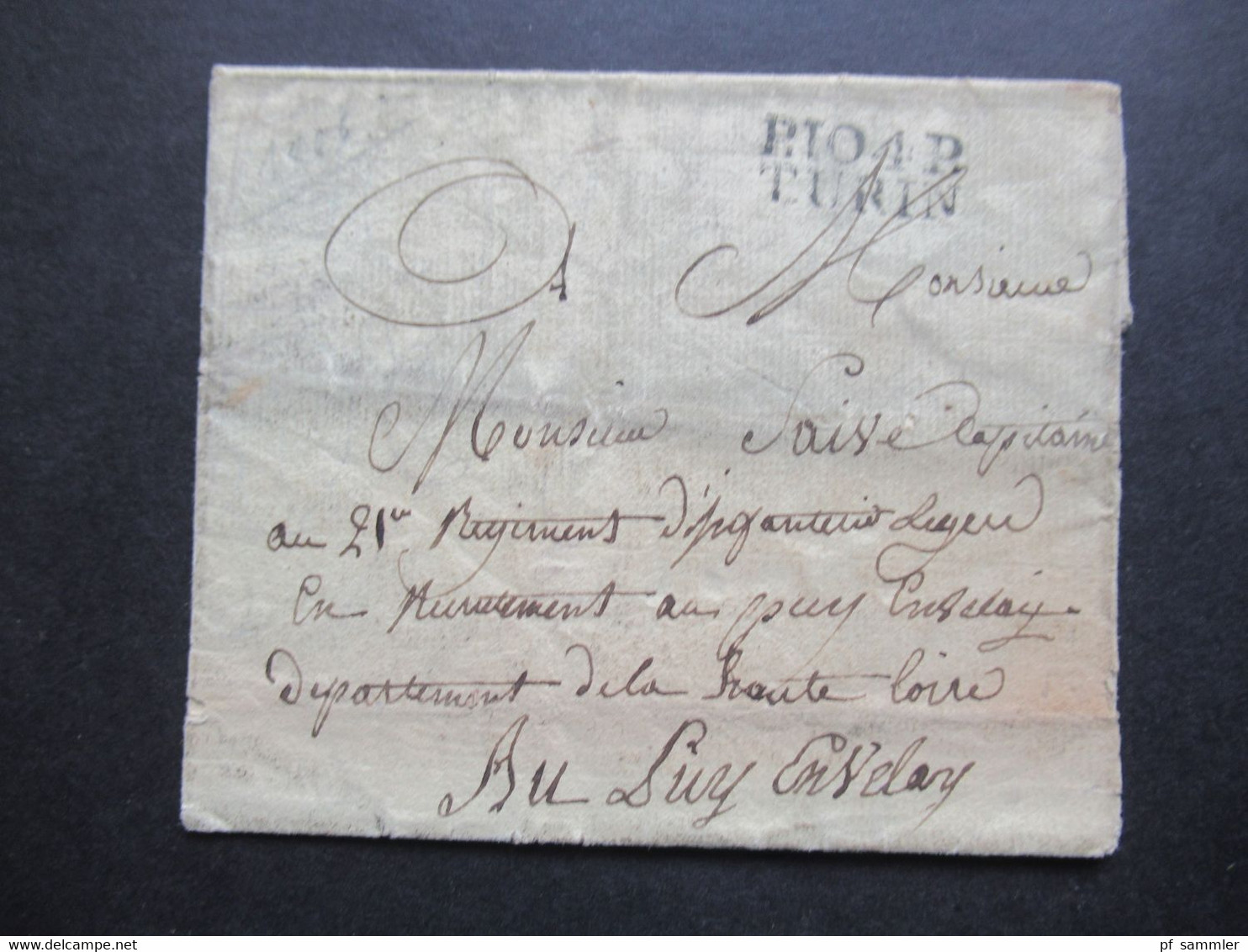 Frankreich 1806 Departement Conquis 104 Stempel L2 P 104 P Turin Kleiner Faltbrief Mit Inhalt Militärpost / Capitaine - 1792-1815: Dipartimenti Conquistati