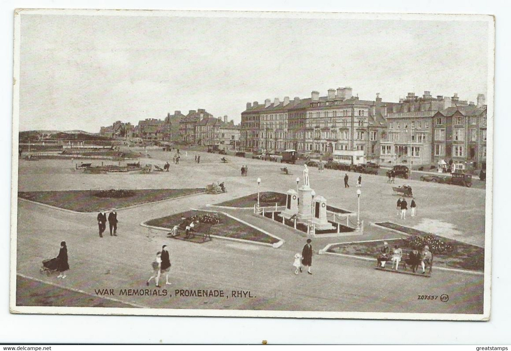 Wales  Postcard War Memorials Promenade Rhyl Posted 1932 - Flintshire