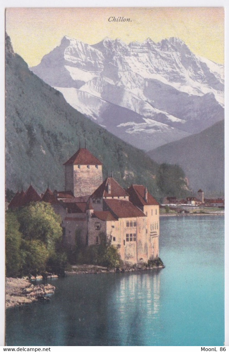 2 CPA - SUISSE -  VEYTAUX - CHATEAU DE CHILLON -  ET LA DENT  DU MIDI - Veytaux