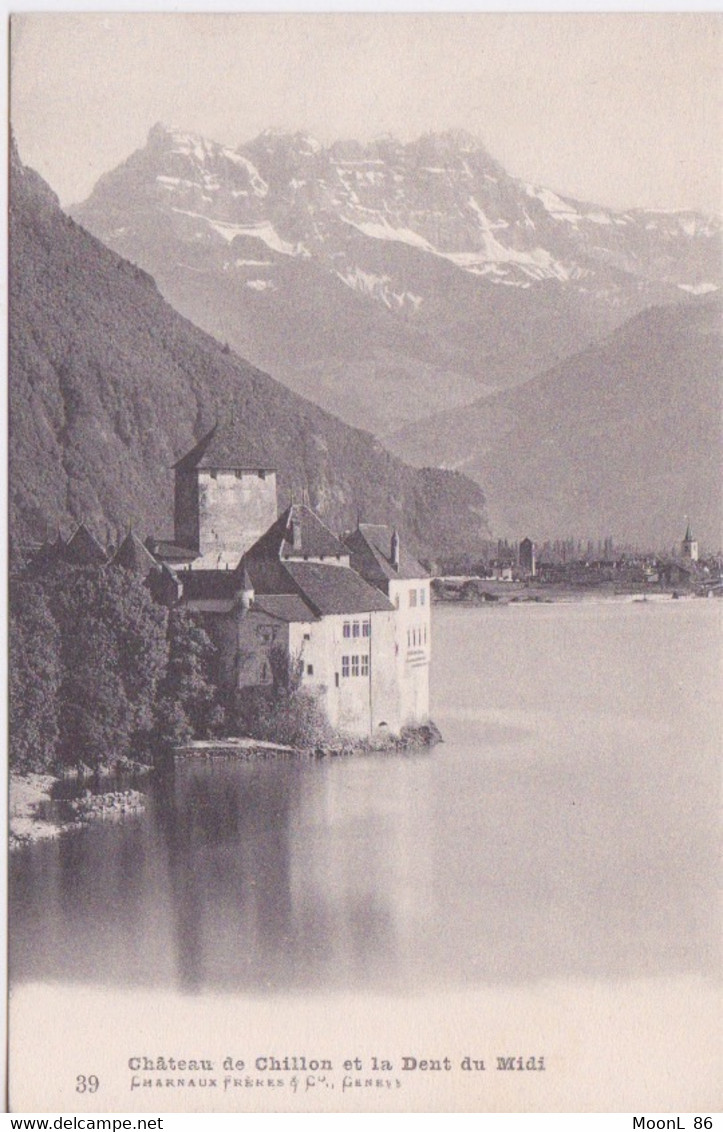 2 CPA - SUISSE -  VEYTAUX - CHATEAU DE CHILLON -  ET LA DENT  DU MIDI - Veytaux