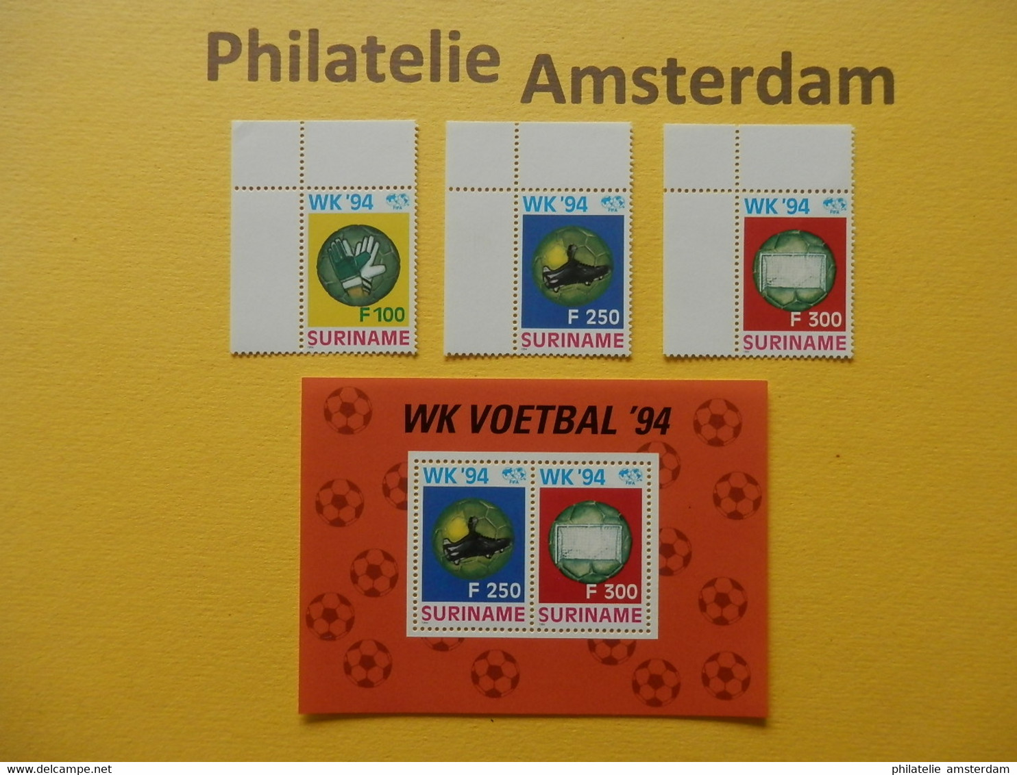 Suriname 1994, WORLD CUP USA 94 / FOOTBALL SOCCER VOETBAL FUSSBALL FUTBOL CALCIO: Mi 1478-80, + Bl. 62, ** - 1994 – USA