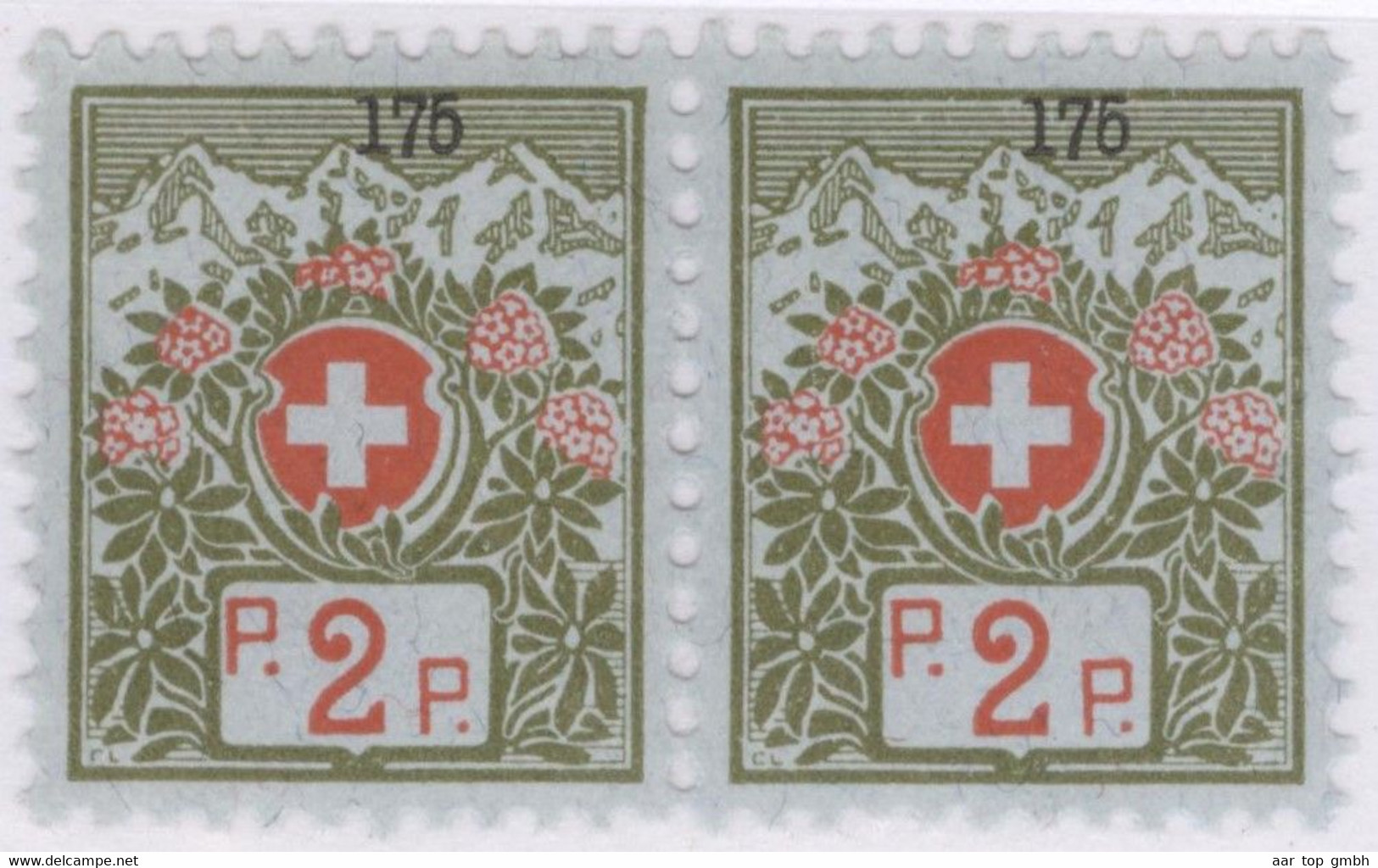 Schweiz Portofreiheit Zu#2A Paar ** Postfrisch 2Rp. Kl#175 La Maison Romande NE Ausgeliefer 4700 Stk. - Franchigia