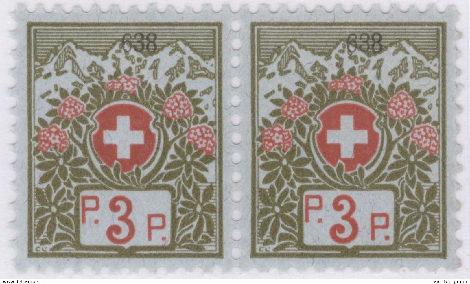 Schweiz Portofreiheit Zu#3A Paar ** Postfrisch 3Rp. Kl#638 Pro Juventute Ausgeliefer 22000 Stk. - Franchigia