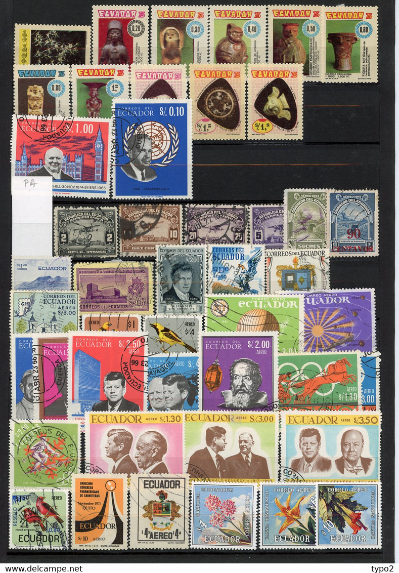 ECUADOR - COLLECTION DE 1865 A 1965 220 TIMBRES DIFFERENTS  TBE, BE  lettre 100g 9 scans