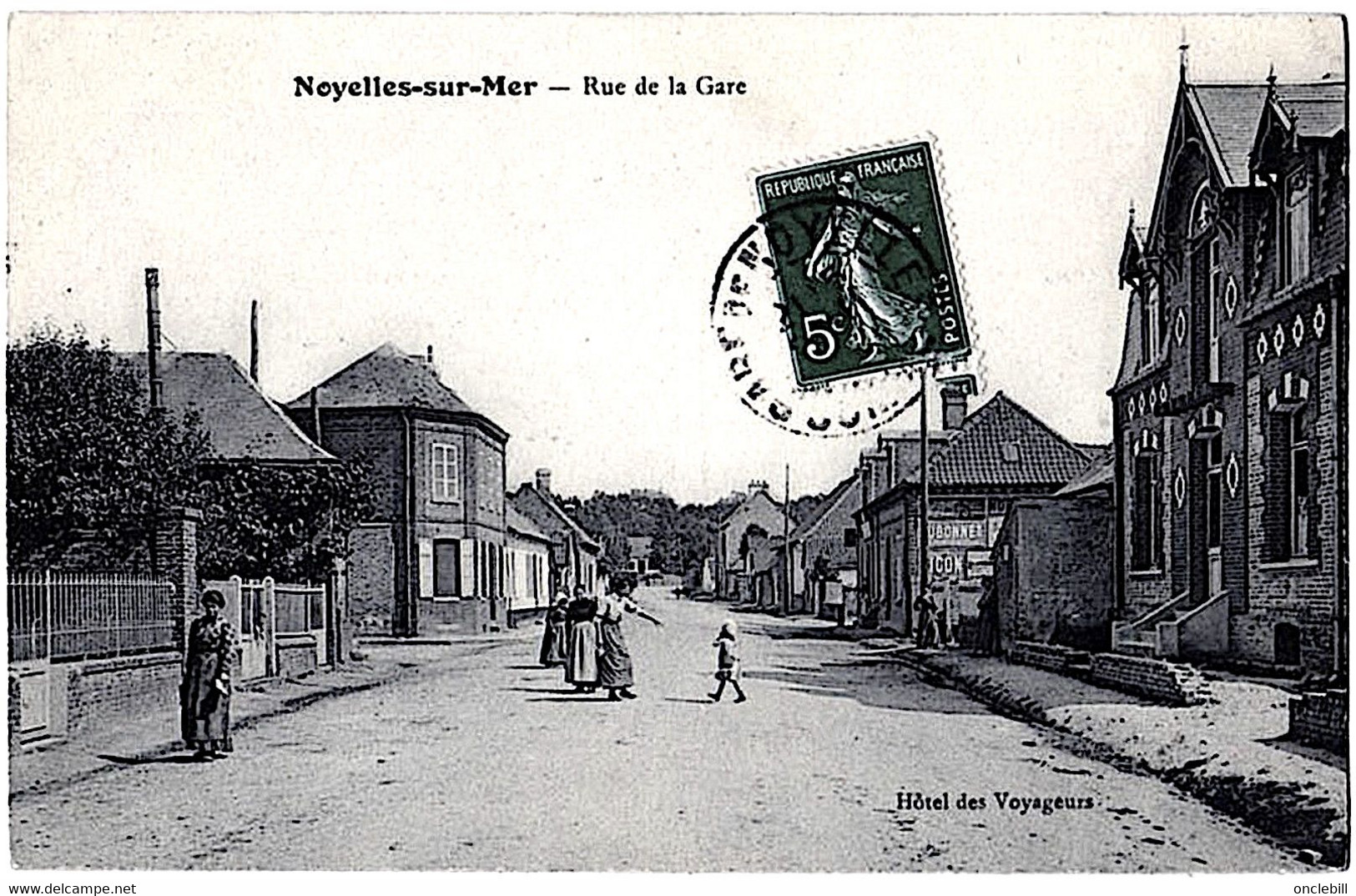 Noyelles Sur Mer Somme CPA Rue Gare Pub Picon Dubonnet Animation 1911 état Superbe - Noyelles-sur-Mer