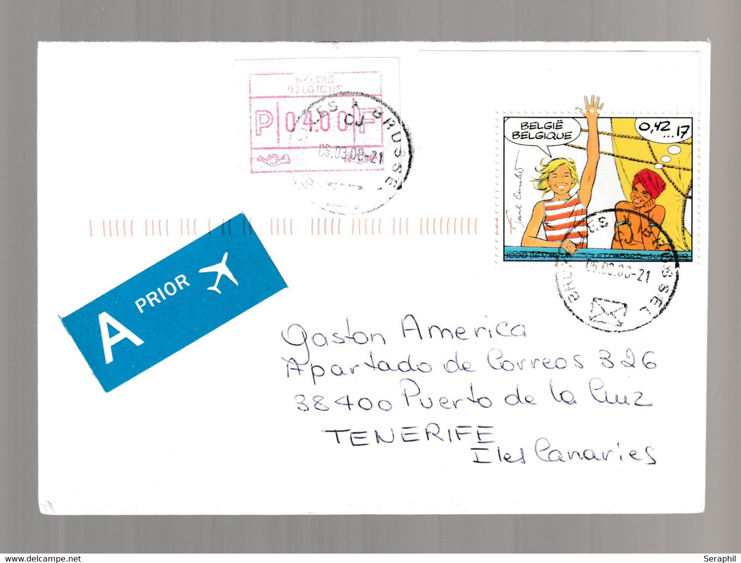 Timbre BD Conrentin Sur Lettre N° 2841 - 1999 - Oblitéré 2000 - Philabédés