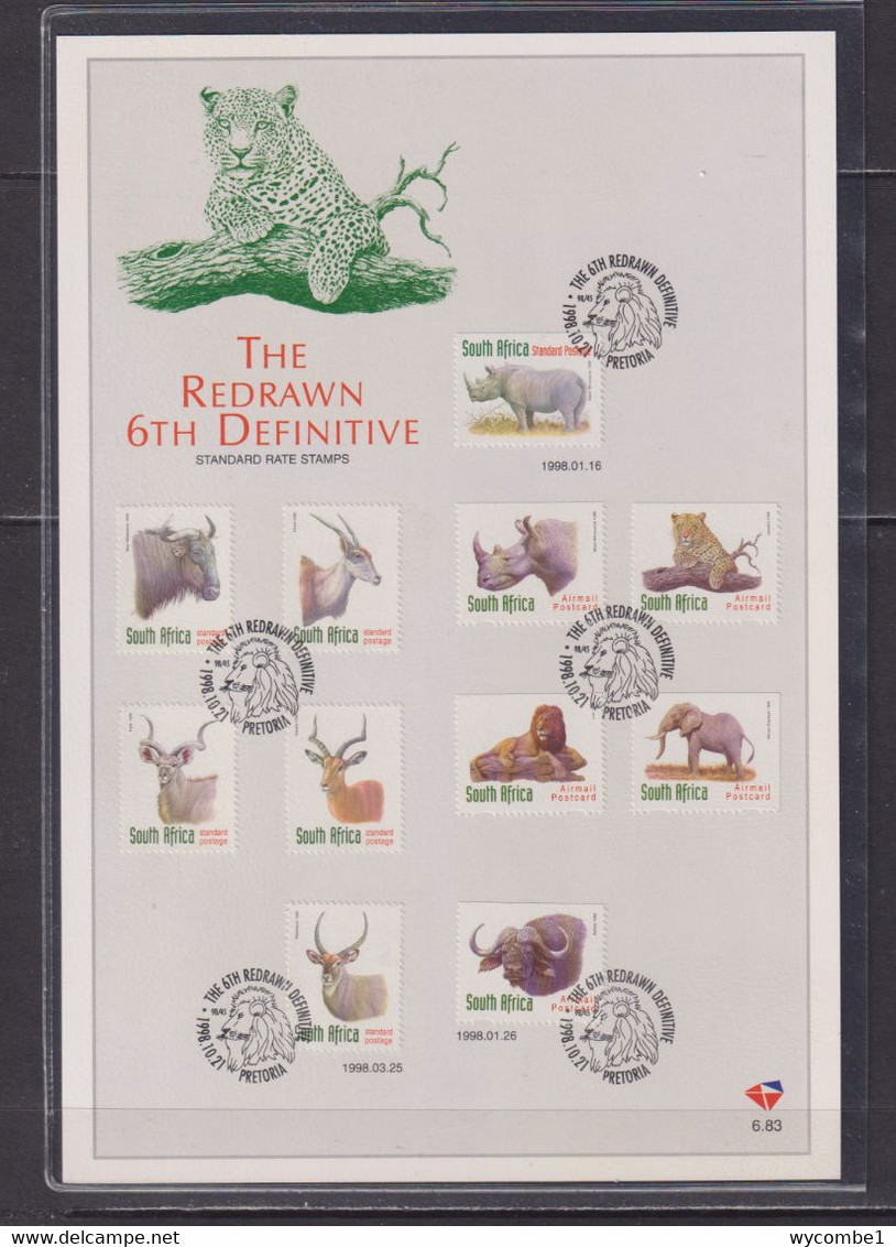 SOUTH AFRICA - 1998 The Redrawn 6th Definitive Set Large FDC Card X 2 As Scans - Lettres & Documents