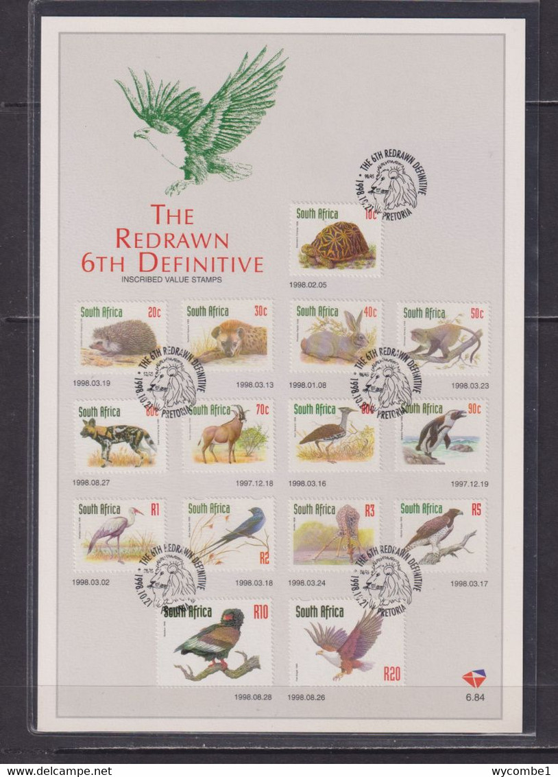 SOUTH AFRICA - 1998 The Redrawn 6th Definitive Set Large FDC Card X 2 As Scans - Briefe U. Dokumente