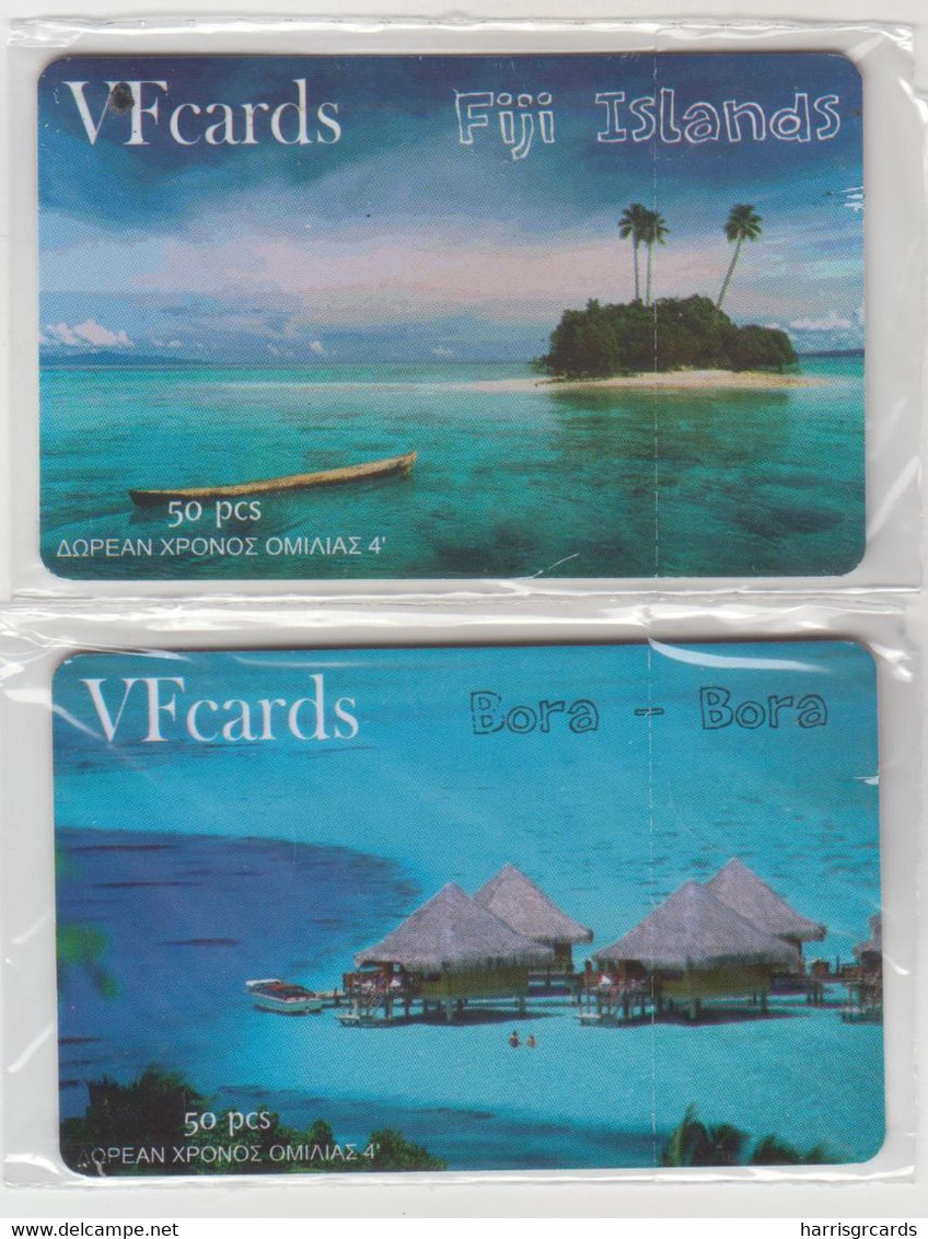 GREECE - Bora Bora & Fiji Islands, Set 2 VF Promotion Prepaid Cards(Sample), Tirage 450, Exp.date 30/08/12, Mint - Grèce