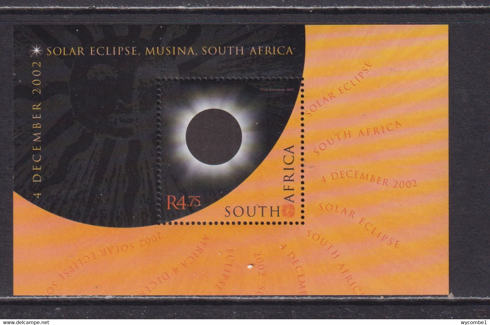 SOUTH AFRICA - 2002 Solar Eclipse Miniature Sheet As Scan - Ungebraucht