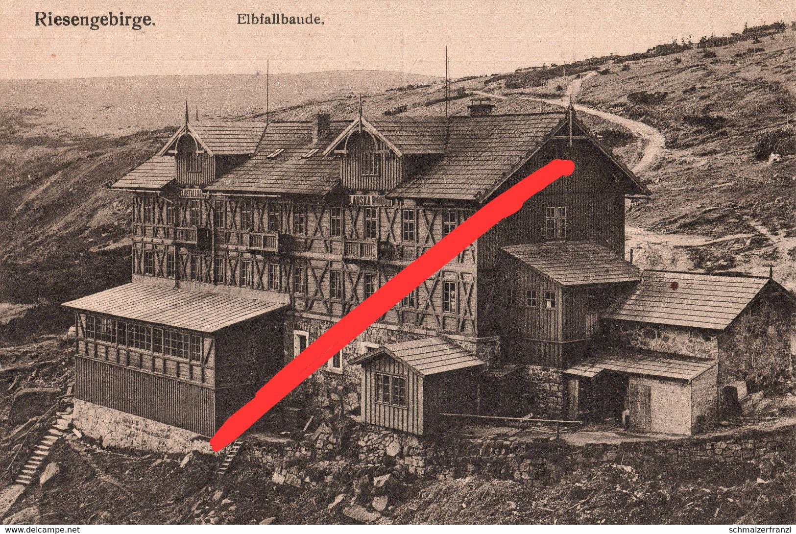 AK Alte Elbfallbaude 1921 Elblehne Labska Bouda Baude Spindlermühle Spindleruv Mlyn Harrachsdorf Harrachov Riesengebirge - Sudeten