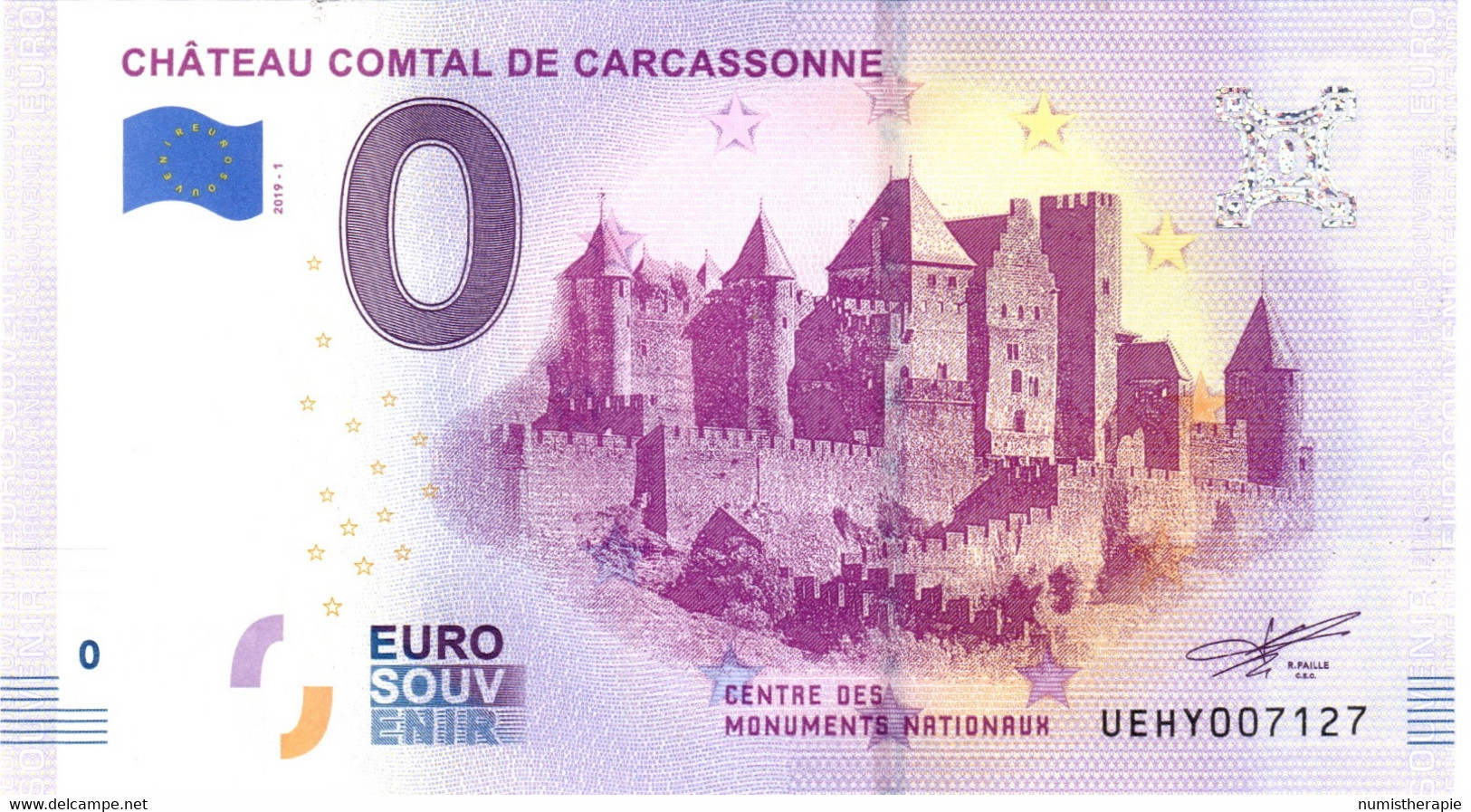 Billet Souvenir 0 Euro : Château Comtal De Carcassonne 11000 : Monuments Nationaux - Specimen