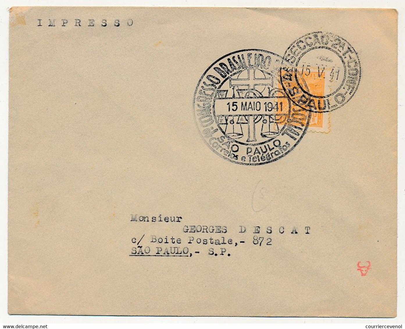 BRESIL - 1er Congrès Brésilien De Droit Social - 15 Mai 1941 - Sao Paulo - Storia Postale