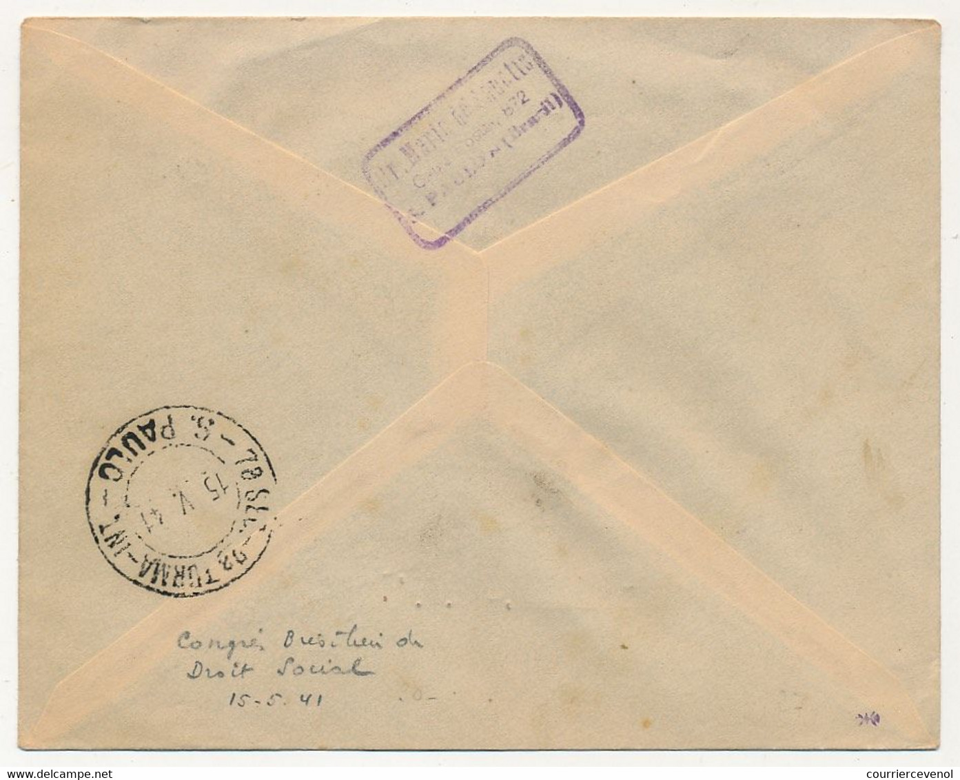 BRESIL - 1er Congrès Brésilien De Droit Social - 15 Mai 1941 - Sao Paulo - Briefe U. Dokumente