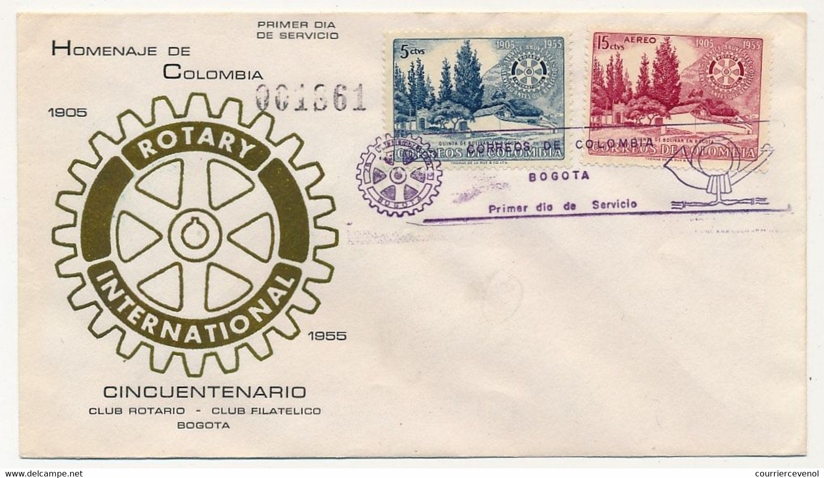 COLOMBIE - Env FDC - Cinquantenaire Du Club - ROTARY INTERNATIONAL - 1955 - Kolumbien