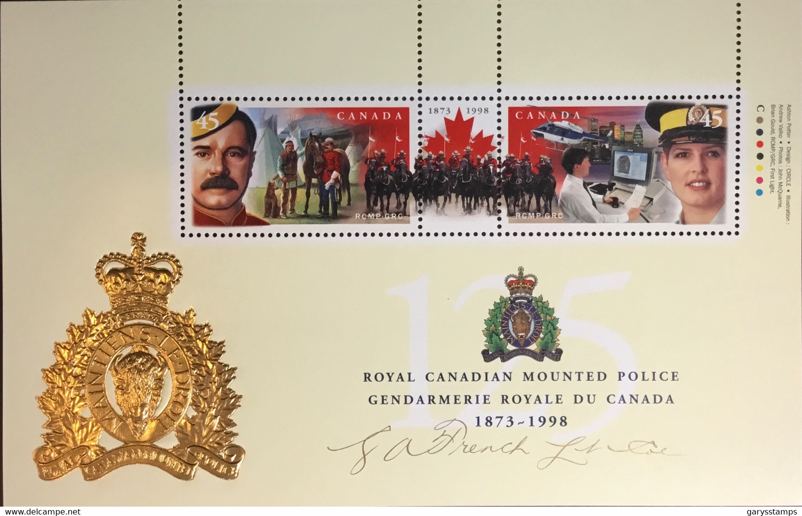 Canada 1998 Mounted Police Anniversary With Signature Minisheet MNH - Neufs