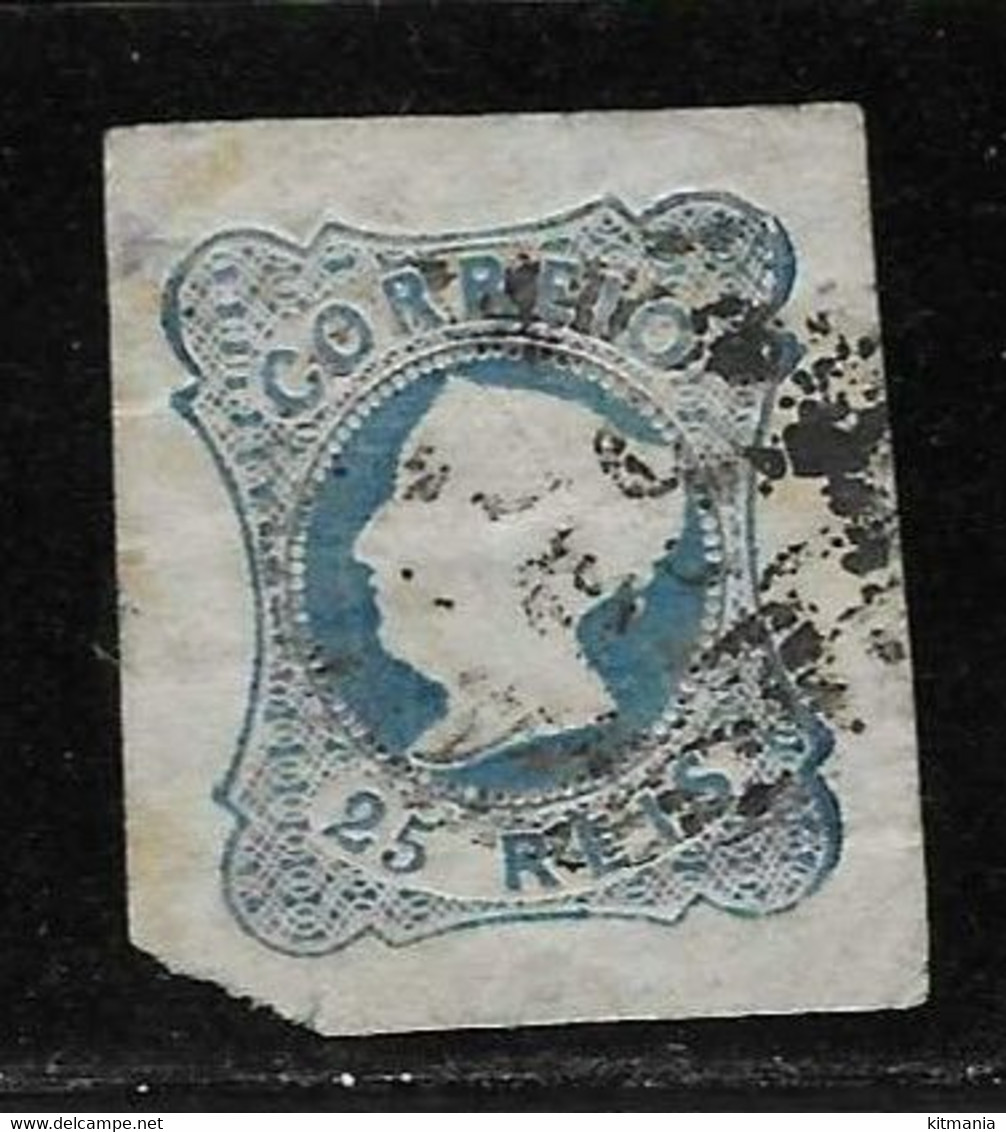 1853 Portugal #2 D,Maria I 25rs Blue Used Some Flaws - P1633 - Oblitérés